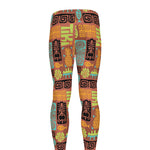 Ethnic Tiki Pattern Print Men's leggings