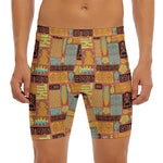 Ethnic Tiki Pattern Print Men's Long Boxer Briefs