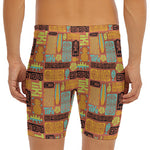 Ethnic Tiki Pattern Print Men's Long Boxer Briefs