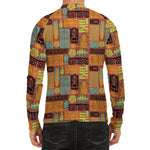 Ethnic Tiki Pattern Print Men's Long Sleeve Rash Guard