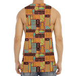 Ethnic Tiki Pattern Print Men's Muscle Tank Top