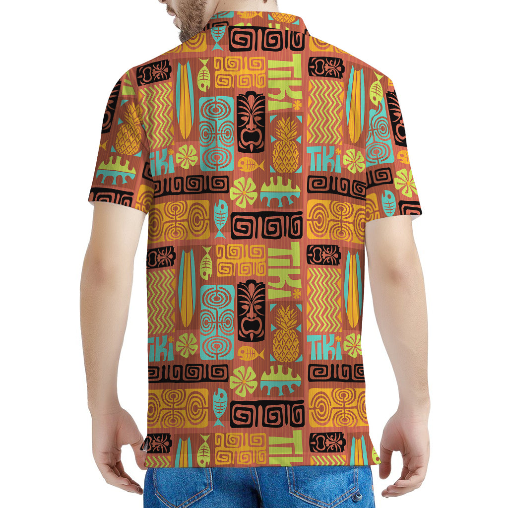 Ethnic Tiki Pattern Print Men's Polo Shirt