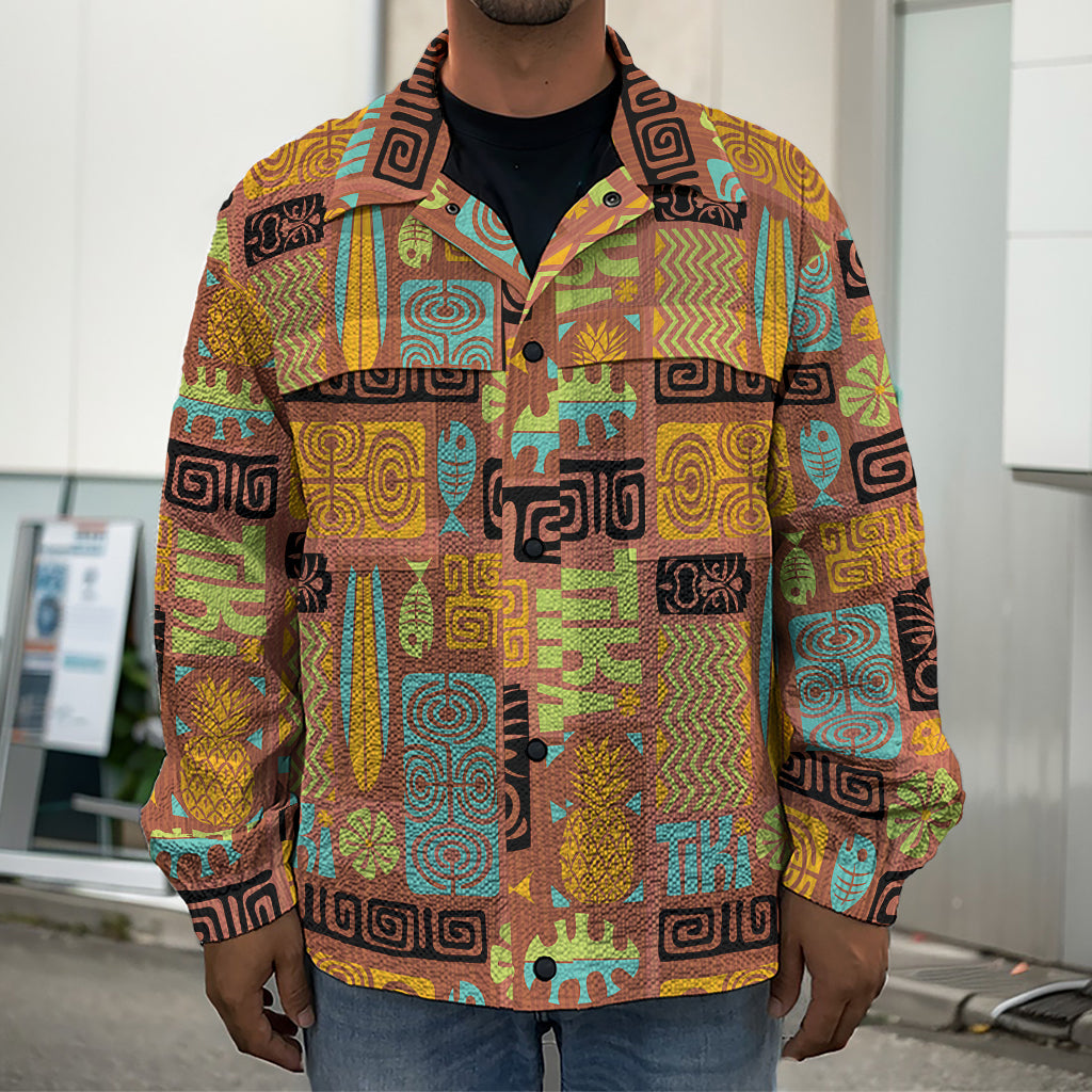 Ethnic Tiki Pattern Print Men's Shirt Jacket