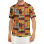 Ethnic Tiki Pattern Print Men's Short Sleeve Rash Guard