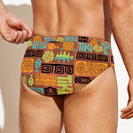 Ethnic Tiki Pattern Print Men's Swim Briefs