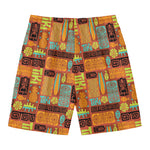Ethnic Tiki Pattern Print Men's Swim Trunks