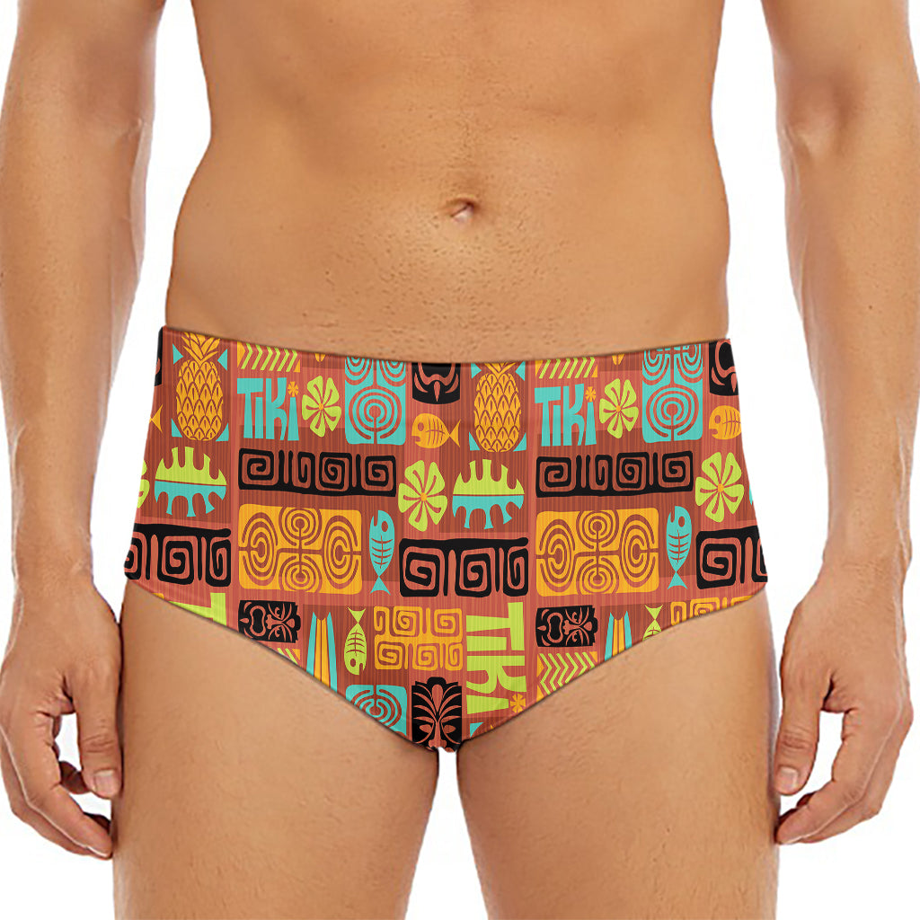 Ethnic Tiki Pattern Print Men's Triangle Swim Briefs