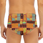 Ethnic Tiki Pattern Print Men's Triangle Swim Briefs