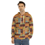 Ethnic Tiki Pattern Print Men's Velvet Pullover Hoodie