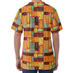 Ethnic Tiki Pattern Print Men's Velvet T-Shirt