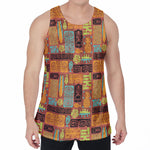 Ethnic Tiki Pattern Print Men's Velvet Tank Top