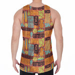 Ethnic Tiki Pattern Print Men's Velvet Tank Top