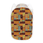 Ethnic Tiki Pattern Print Mesh Laundry Hamper