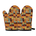 Ethnic Tiki Pattern Print Oven Mitts