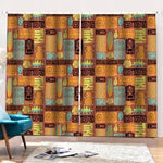 Ethnic Tiki Pattern Print Pencil Pleat Curtains