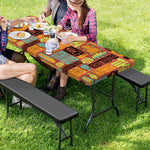 Ethnic Tiki Pattern Print Picnic Table Cover