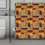Ethnic Tiki Pattern Print Polyester Shower Curtain