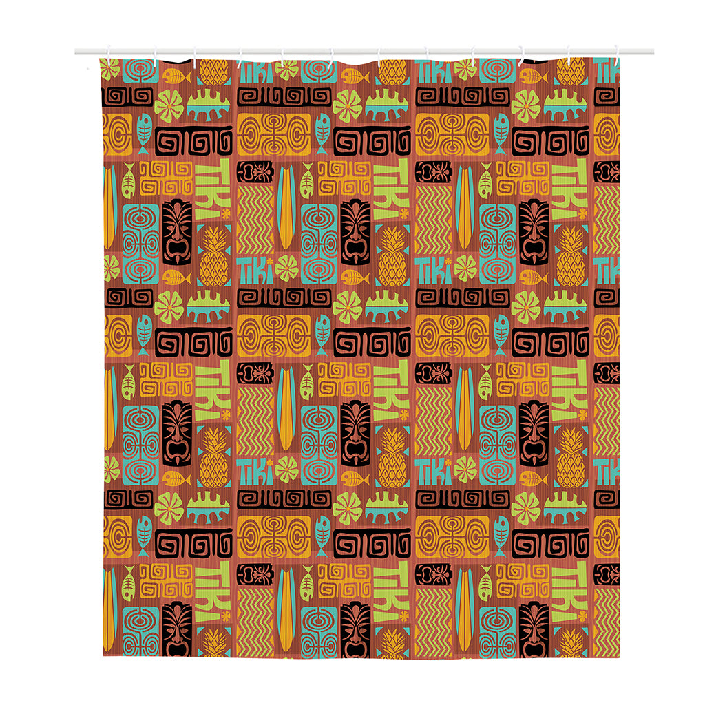 Ethnic Tiki Pattern Print Polyester Shower Curtain