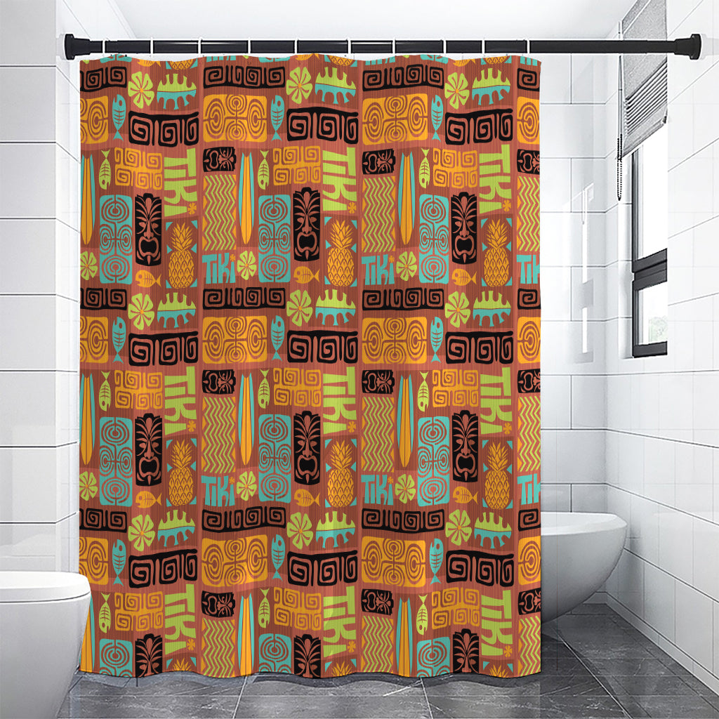 Ethnic Tiki Pattern Print Premium Shower Curtain
