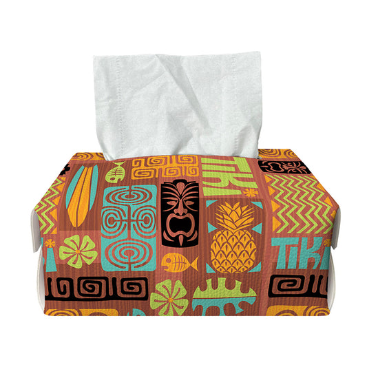 Ethnic Tiki Pattern Print Rectangle Tissue Box Cover