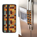 Ethnic Tiki Pattern Print Refrigerator Handle Covers
