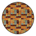Ethnic Tiki Pattern Print Round Floor Mat