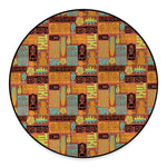 Ethnic Tiki Pattern Print Round Floor Mat
