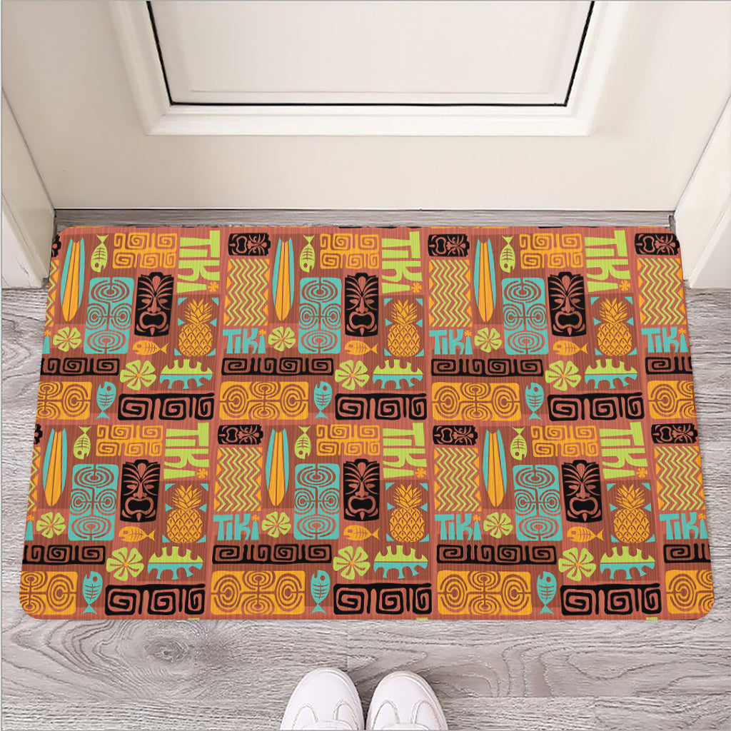 Ethnic Tiki Pattern Print Rubber Doormat