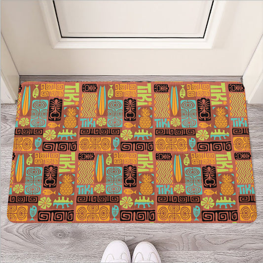 Ethnic Tiki Pattern Print Rubber Doormat