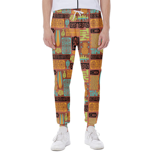 Ethnic Tiki Pattern Print Scuba Joggers