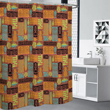 Ethnic Tiki Pattern Print Shower Curtain