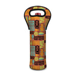 Ethnic Tiki Pattern Print Single Neoprene Wine Tote