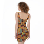 Ethnic Tiki Pattern Print Sleeveless Bodycon Dress