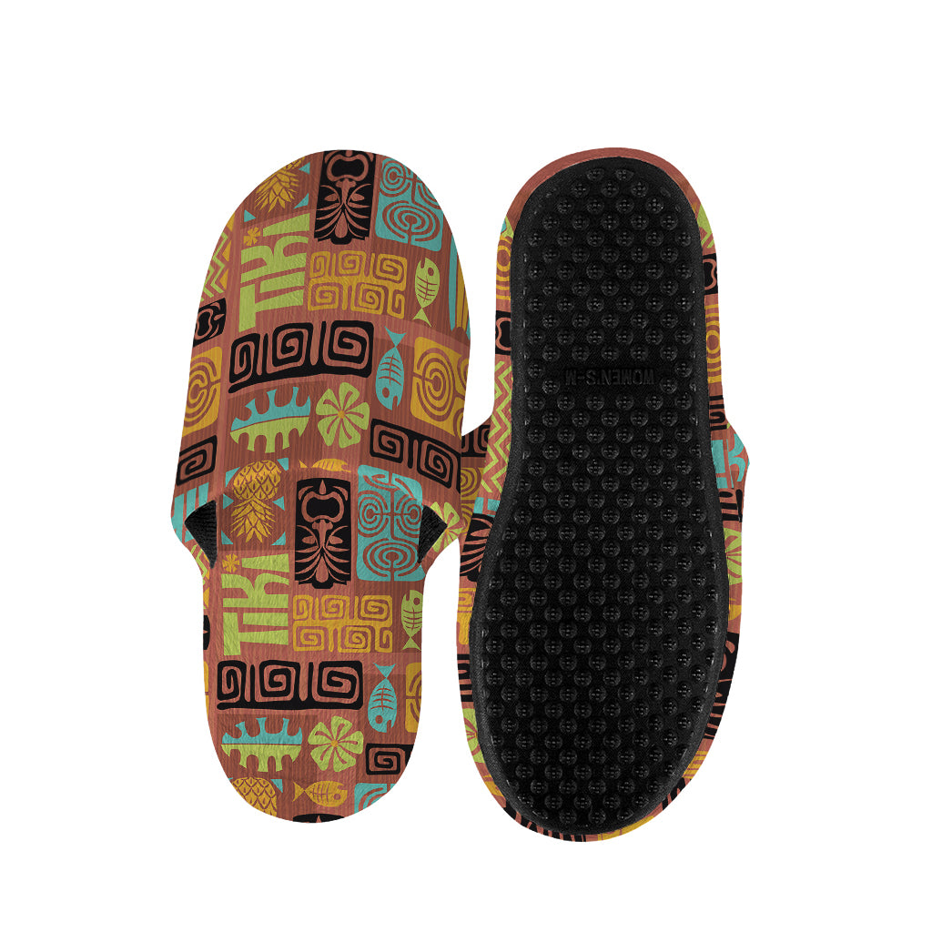Ethnic Tiki Pattern Print Slippers