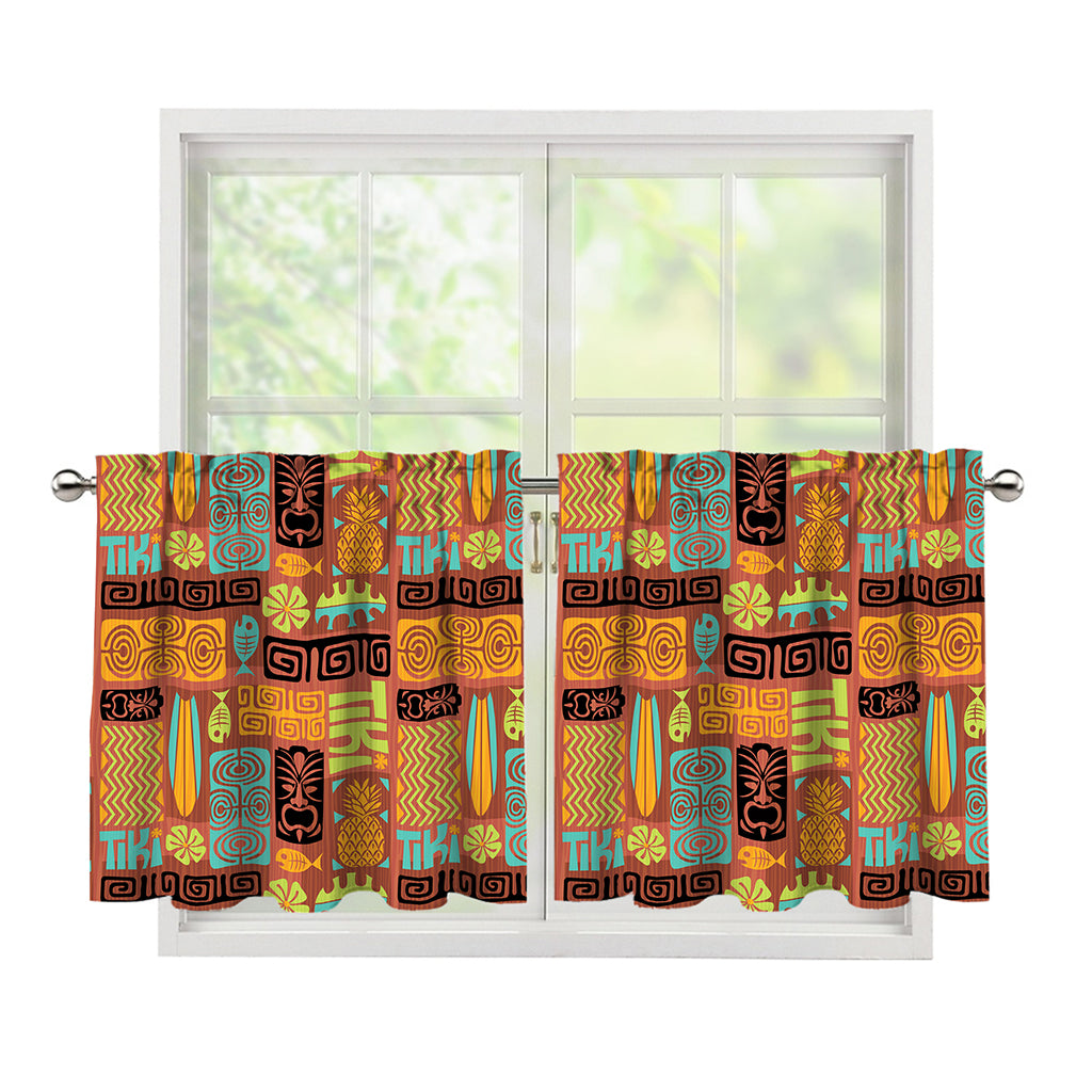 Ethnic Tiki Pattern Print Tier Curtains