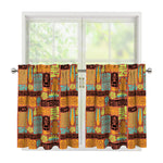 Ethnic Tiki Pattern Print Tier Curtains