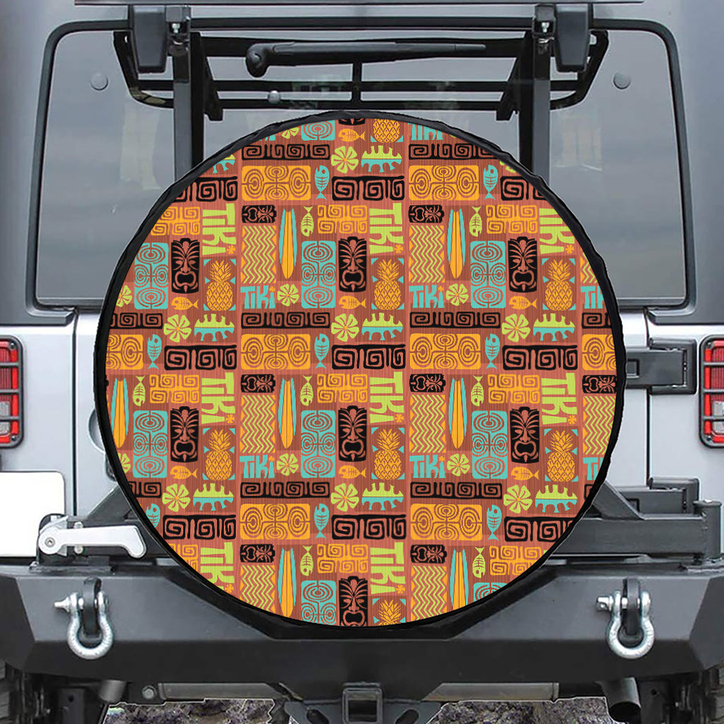 Ethnic Tiki Pattern Print Tire Cover