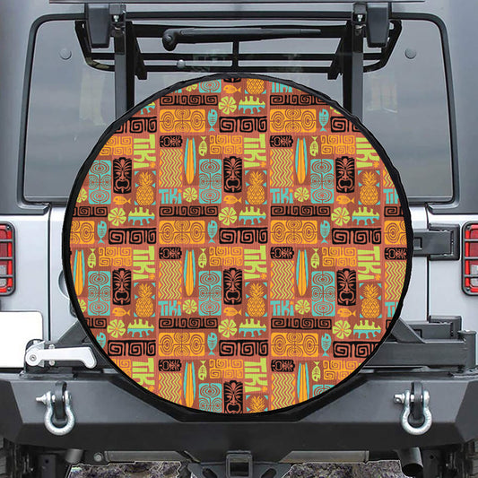 Ethnic Tiki Pattern Print Tire Cover