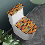 Ethnic Tiki Pattern Print Toilet Lid And Tank Cover Set