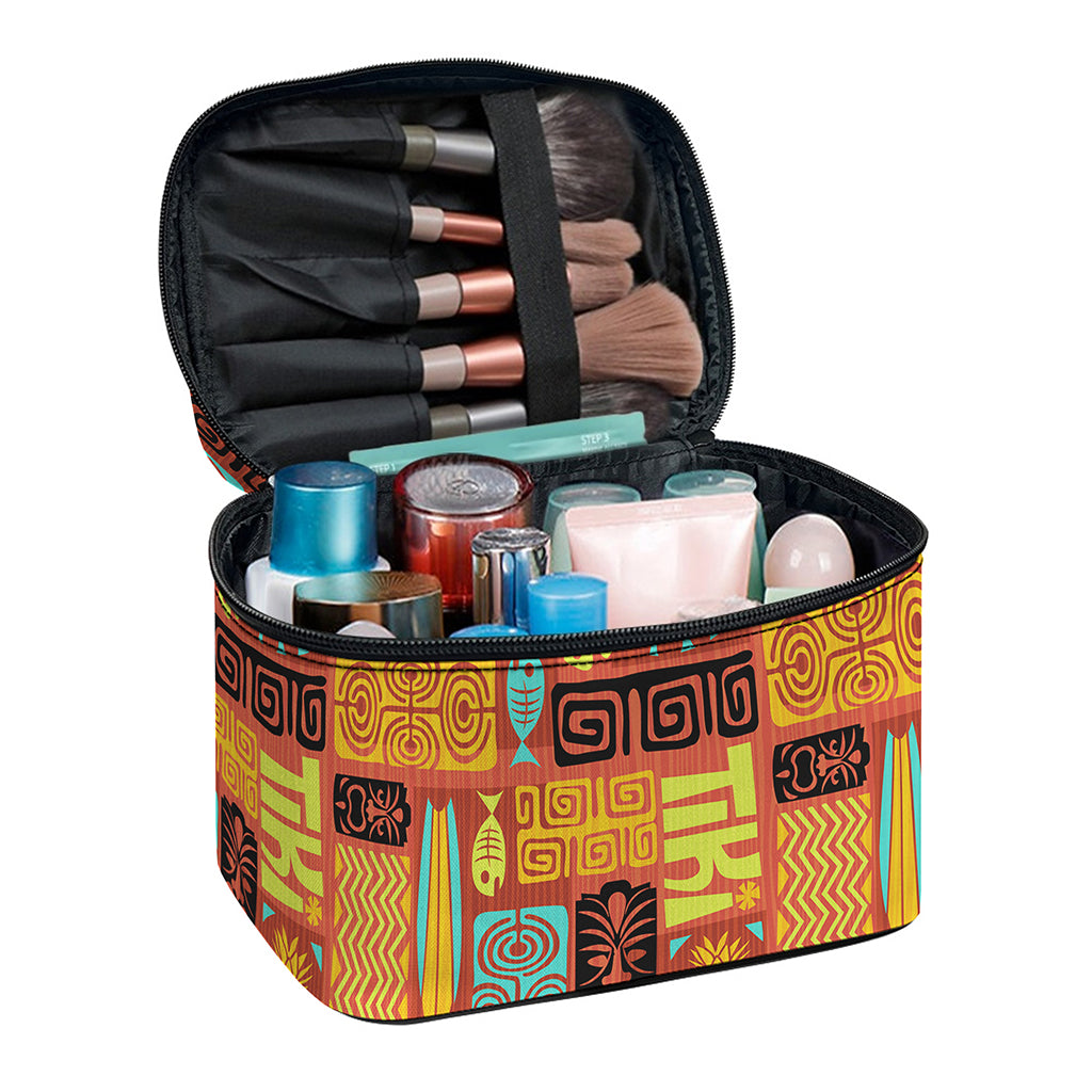 Ethnic Tiki Pattern Print Travel Makeup Bag