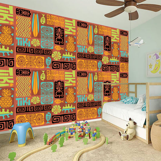 Ethnic Tiki Pattern Print Wall Sticker