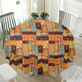 Ethnic Tiki Pattern Print Waterproof Round Tablecloth