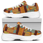 Ethnic Tiki Pattern Print White Chunky Shoes