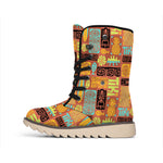 Ethnic Tiki Pattern Print Winter Boots