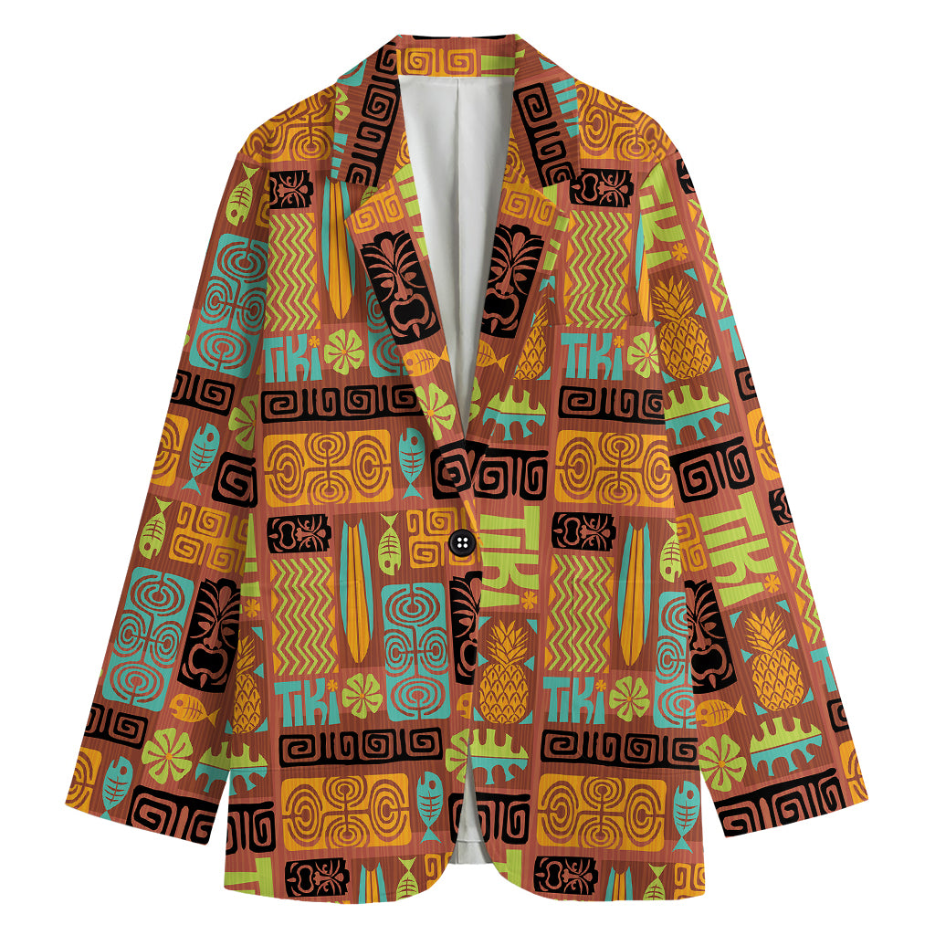 Ethnic Tiki Pattern Print Women's Blazer