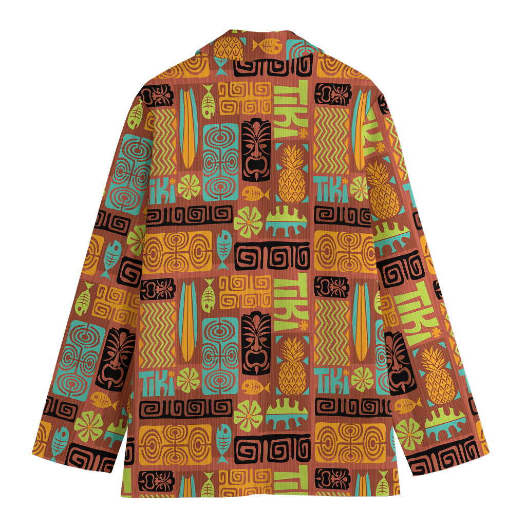 Ethnic Tiki Pattern Print Women's Blazer
