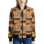 Ethnic Tiki Pattern Print Women's Bomber Jacket