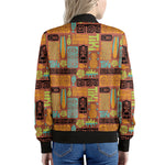 Ethnic Tiki Pattern Print Women's Bomber Jacket