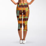 Ethnic Tiki Pattern Print Women's Capri Leggings