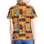 Ethnic Tiki Pattern Print Women's Polo Shirt